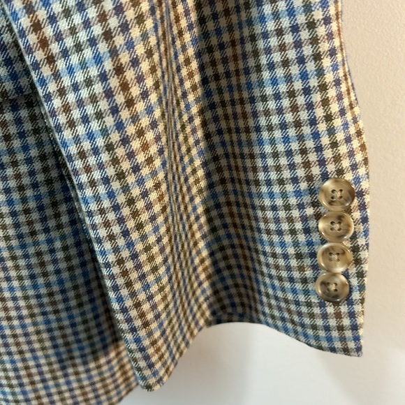 Tommy Hilfiger blue/brown checked blazer. size 42 S Linen Blend in Ex. Co… - Picture 3 of 8